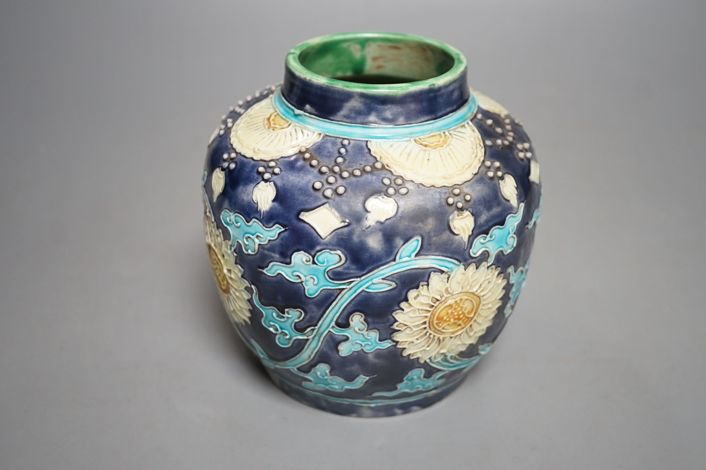 A Chinese blue glazed jar, Republic period